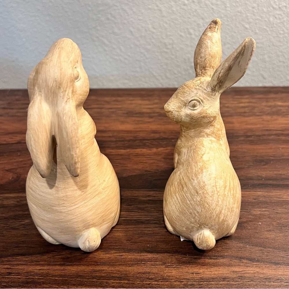 Target Faux Wood Neutral Resin Bunny Set - Picture 2 of 3